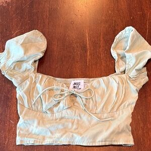 Princess Polly Light Green Puff Sleeve Crop Top
